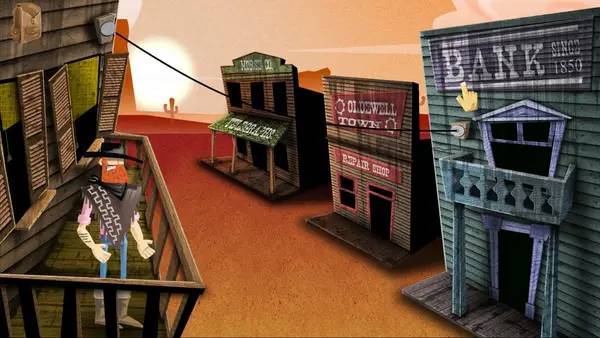 Кадр с взаимодействием персонажа и объекта в Lone McLonegan  A Western Adventure