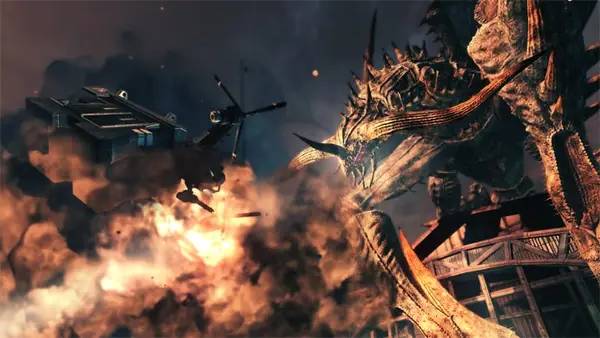 Кадр с взаимодействием персонажа и объекта в Lost Planet 2