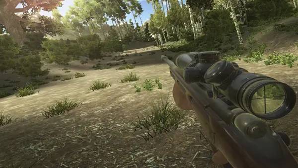 Кадр с взаимодействием персонажа и объекта в Mad Hunting Simulator VR