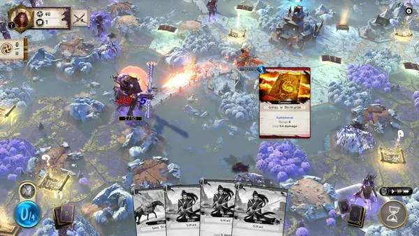 Кадр с взаимодействием персонажа и объекта в Mahokenshi - The Samurai Deckbuilder