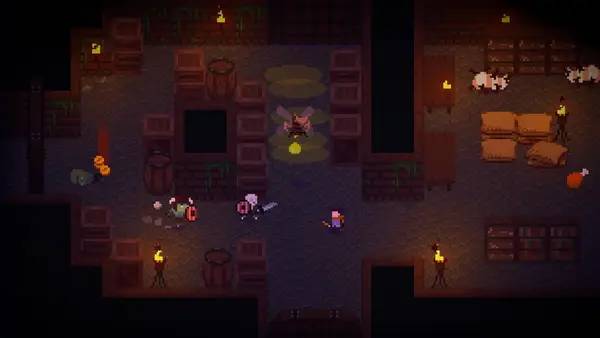 Кадр с взаимодействием персонажа и объекта в Mana Spark