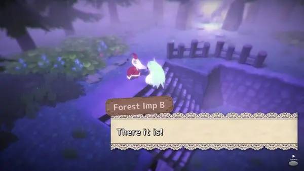 Кадр с взаимодействием персонажа и объекта в Märchen Forest  Mylne and the Forest Gift