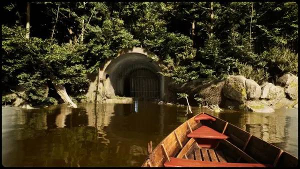 Кадр с взаимодействием персонажа и объекта в Martha Is Dead