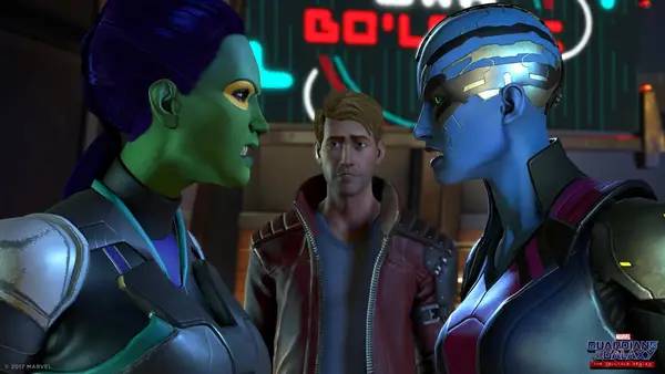 Кадр с взаимодействием персонажа и объекта в Marvel's Guardians of the Galaxy  The Telltale Series
