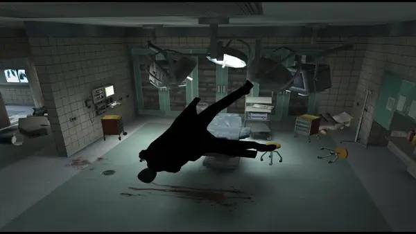 Кадр с взаимодействием персонажа и объекта в Max Payne 2 Matrix