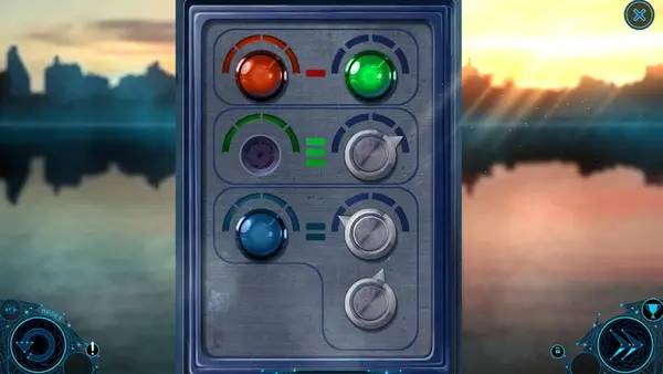 Кадр с взаимодействием персонажа и объекта в Mindframe  The Secret Design Collector's Edition