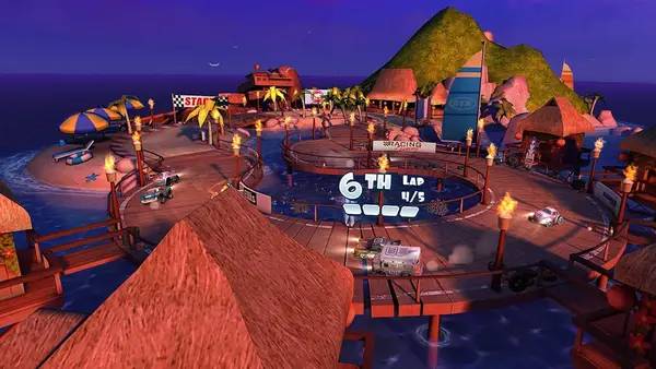 Кадр с взаимодействием персонажа и объекта в Mini Motor Racing X