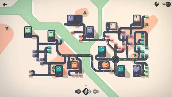 Кадр с взаимодействием персонажа и объекта в Mini Motorways