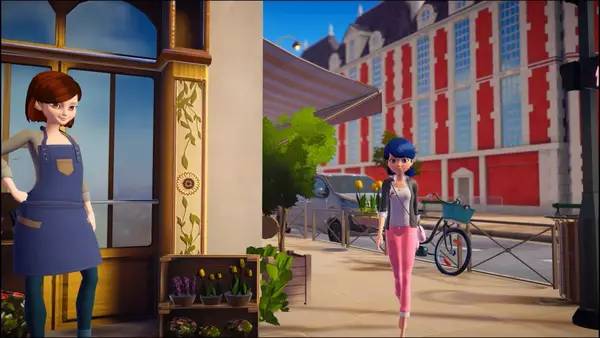Кадр с взаимодействием персонажа и объекта в Miraculous  Rise of the Sphinx