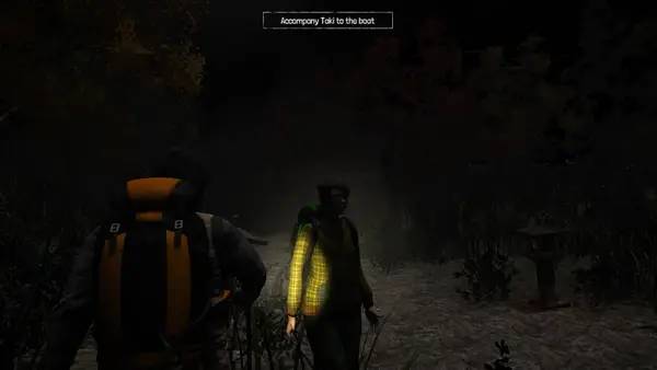 Кадр с взаимодействием персонажа и объекта в MITE - Terror in the forest