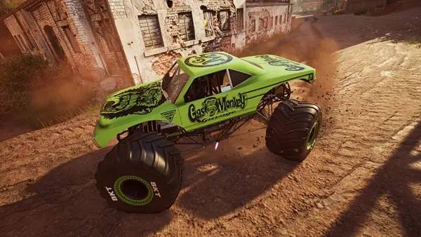 Кадр с взаимодействием персонажа и объекта в Monster Jam Steel Titans 2