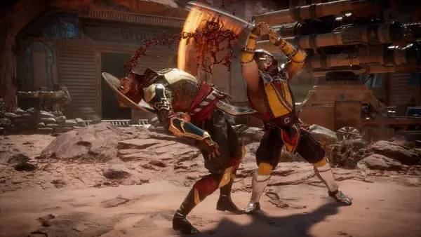 Кадр с взаимодействием персонажа и объекта в Mortal Kombat 11  Ultimate Edition