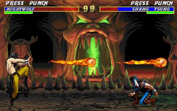 Кадр с взаимодействием персонажа и объекта в Mortal Kombat 3 (classic)