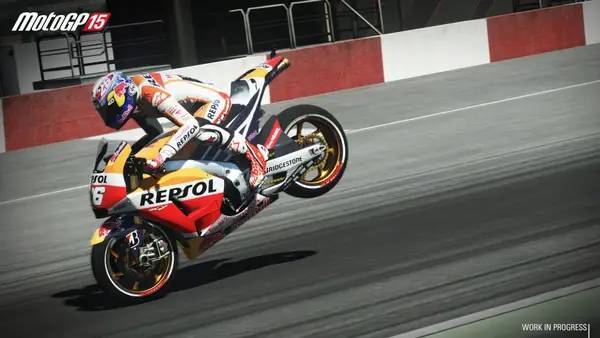 Кадр с взаимодействием персонажа и объекта в MotoGP 15