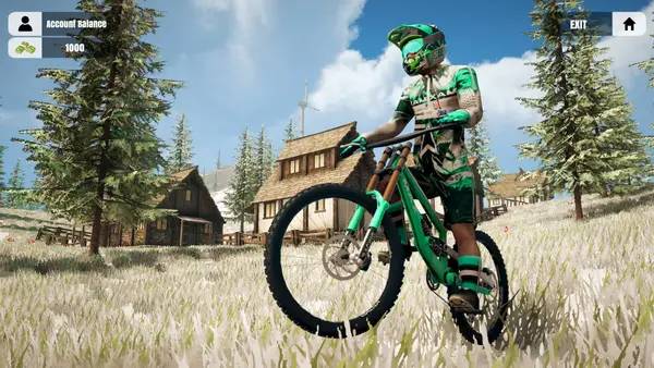 Кадр с взаимодействием персонажа и объекта в Mountain Bicycle Rider Simulator