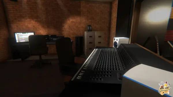 Кадр с взаимодействием персонажа и объекта в Music Store Simulator