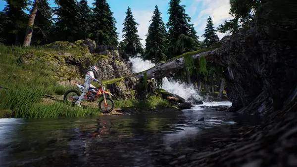 Кадр с взаимодействием персонажа и объекта в MXGP 2020 - The Official Motocross Videogame