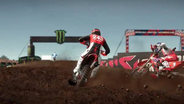 Кадр с взаимодействием персонажа и объекта в MXGP 24  The Official Game