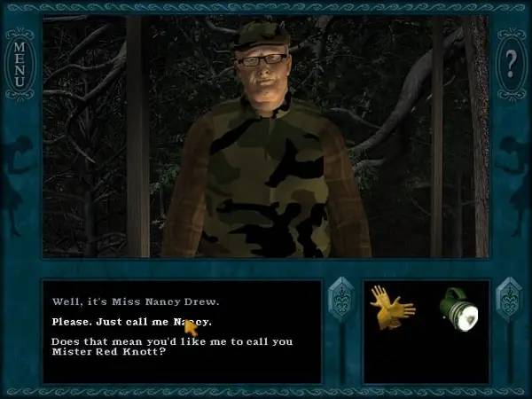 Кадр с взаимодействием персонажа и объекта в Nancy Drew  Ghost Dogs of Moon Lake