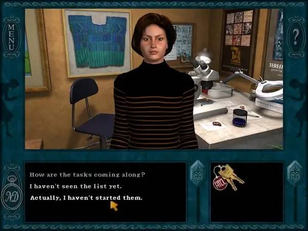 Кадр с взаимодействием персонажа и объекта в Nancy Drew  Secret of the Scarlet Hand