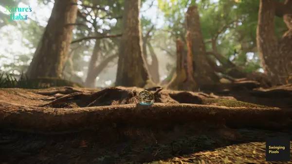 Кадр с взаимодействием персонажа и объекта в Nature's Habit