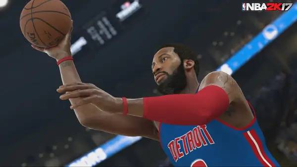 Кадр с взаимодействием персонажа и объекта в NBA 2K17