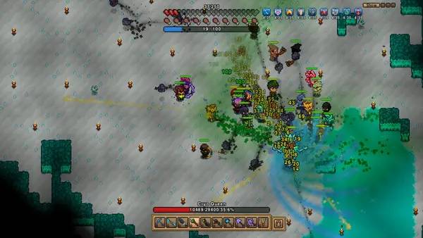 Кадр с взаимодействием персонажа и объекта в Necesse