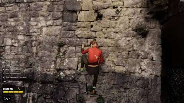 Кадр с взаимодействием персонажа и объекта в New Heights  Realistic Climbing and Bouldering