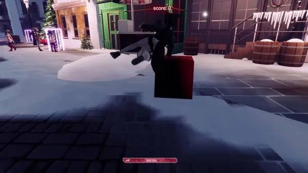 Кадр с взаимодействием персонажа и объекта в Night of the Witch's Invasion