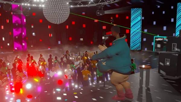 Кадр с взаимодействием персонажа и объекта в Nightmare Puppeteer