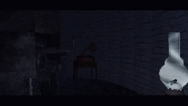 Кадр с взаимодействием персонажа и объекта в No one lives under the lighthouse