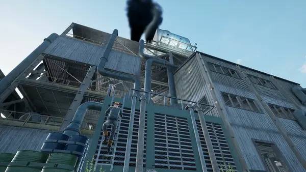 Кадр с взаимодействием персонажа и объекта в Oil Refinery - The Simulation
