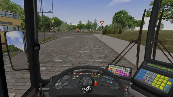 Кадр с взаимодействием персонажа и объекта в OMSI 2 Bus Simulator