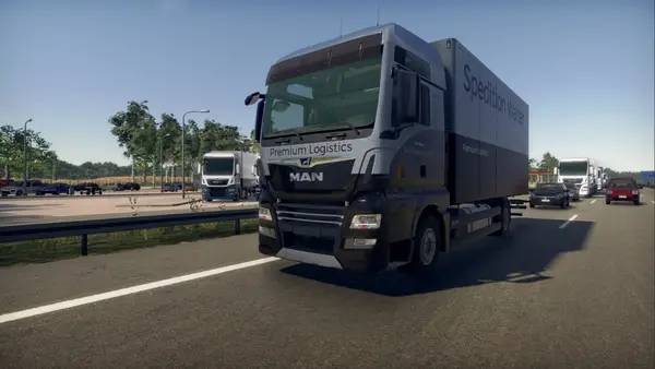 Кадр с взаимодействием персонажа и объекта в On The Road - Truck Simulator