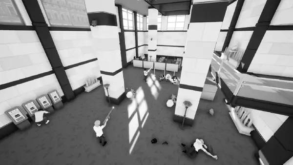 Кадр с взаимодействием персонажа и объекта в One-armed robber