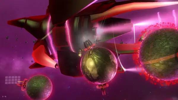 Кадр с взаимодействием персонажа и объекта в Orbital Gear