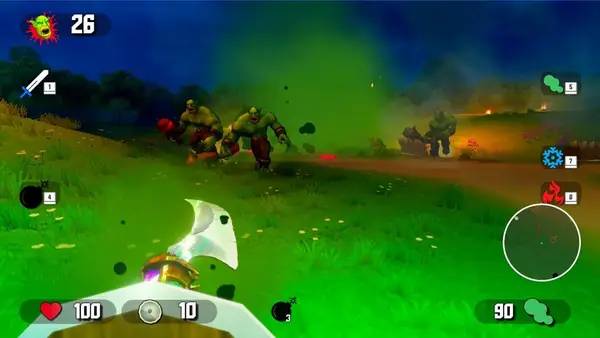 Кадр с взаимодействием персонажа и объекта в Orc Raid