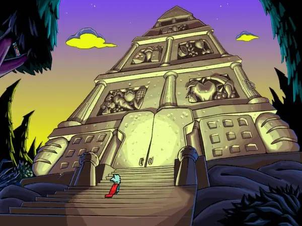 Кадр с взаимодействием персонажа и объекта в Pajama Sam 3  You Are What You Eat From Your Head To Your Feet