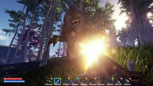 Кадр с взаимодействием персонажа и объекта в Pantropy