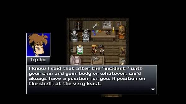 Кадр с взаимодействием персонажа и объекта в Penny Arcade's On the Rain-Slick Precipice of Darkness 3