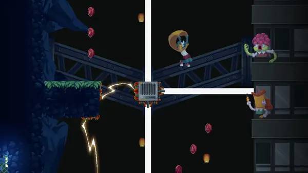 Кадр с взаимодействием персонажа и объекта в PEPPERED  an existential platformer