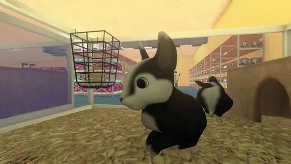 Кадр с взаимодействием персонажа и объекта в Pet Shop Simulator