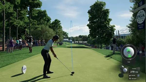 Кадр с взаимодействием персонажа и объекта в PGA TOUR 2K25