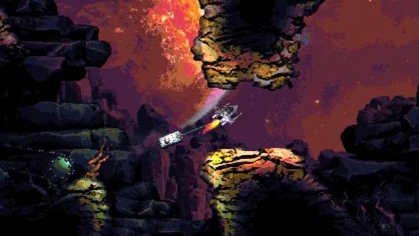 Кадр с взаимодействием персонажа и объекта в Pilots Of Darsalon