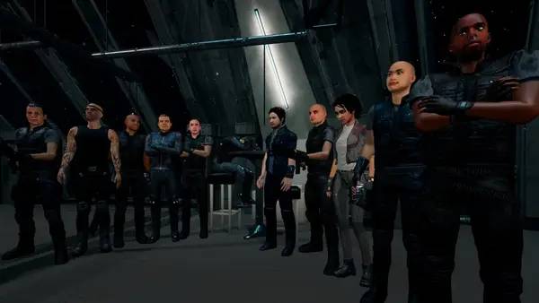 Кадр с взаимодействием персонажа и объекта в Pirates of the Asteroid Belt VR