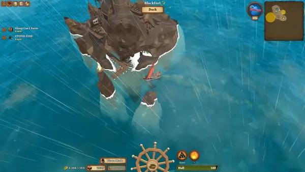Кадр с взаимодействием персонажа и объекта в Pirates of the Polygon Sea