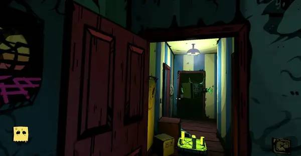 Кадр с взаимодействием персонажа и объекта в Pizza Ghest