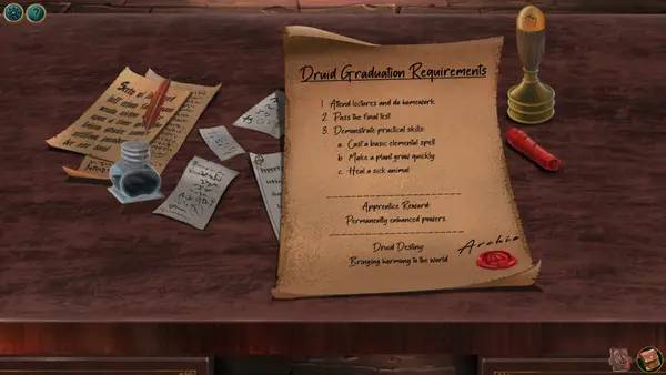 Кадр с взаимодействием персонажа и объекта в Plot of the Druid  Nightwatch