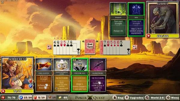 Кадр с взаимодействием персонажа и объекта в Poker Quest  Swords and Spades