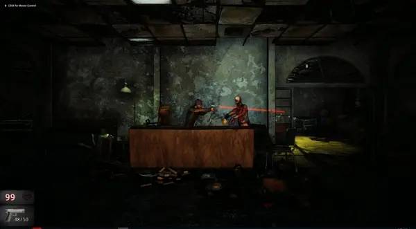 Кадр с взаимодействием персонажа и объекта в Post War Dreams